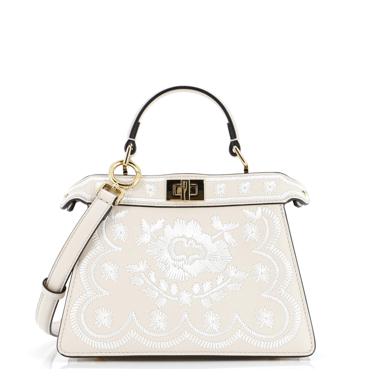 Fendi FENDI Peekaboo ISeeU Bag Embroidered Leather Petite