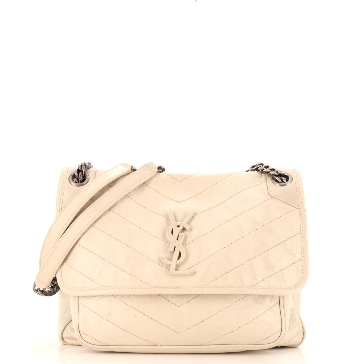 Saint Laurent Niki Chain Flap Bag Matelasse Chevron Leather Medium