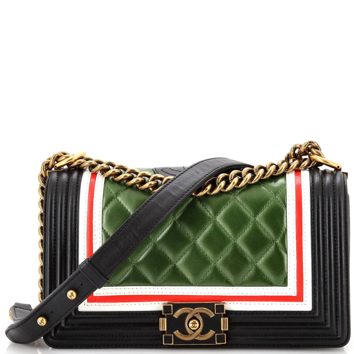 Chanel CHANEL Crest Boy Flap Bag Quilted Lambskin Old Medium