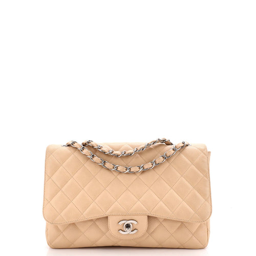 CHANEL Classic Single Flap Bag Quilted Caviar Jumbo