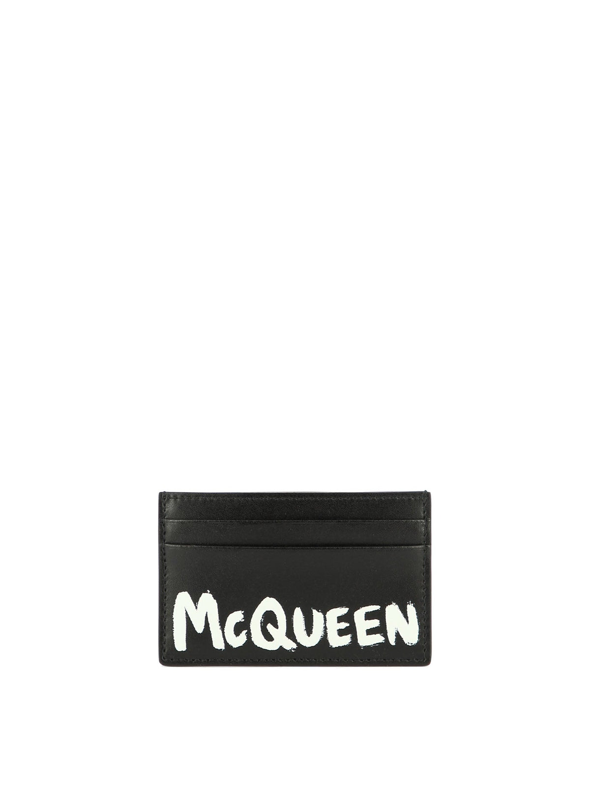 Alexander Mcqueen Men's "mcqueen Graffiti" Card Holder in Black | 6021441AAML1070