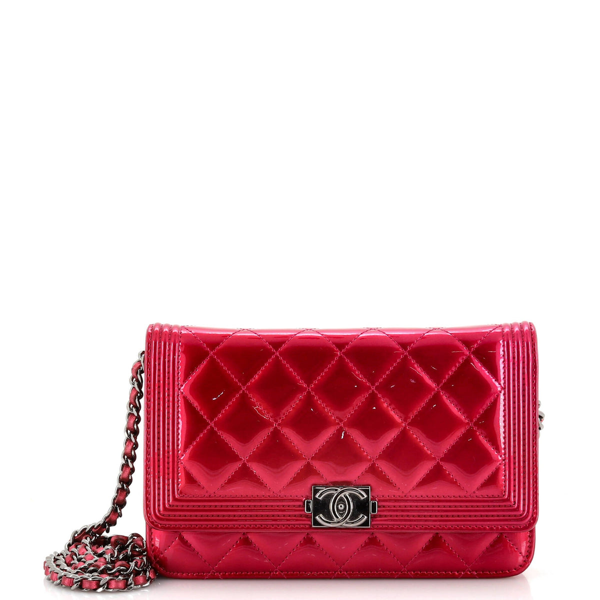 Chanel CHANEL Boy Wallet on Chain Quilted Patent