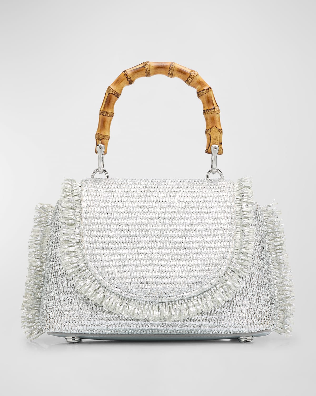 Cult Gaia Ozzy Mini Fringe Metallic Top-Handle Bag