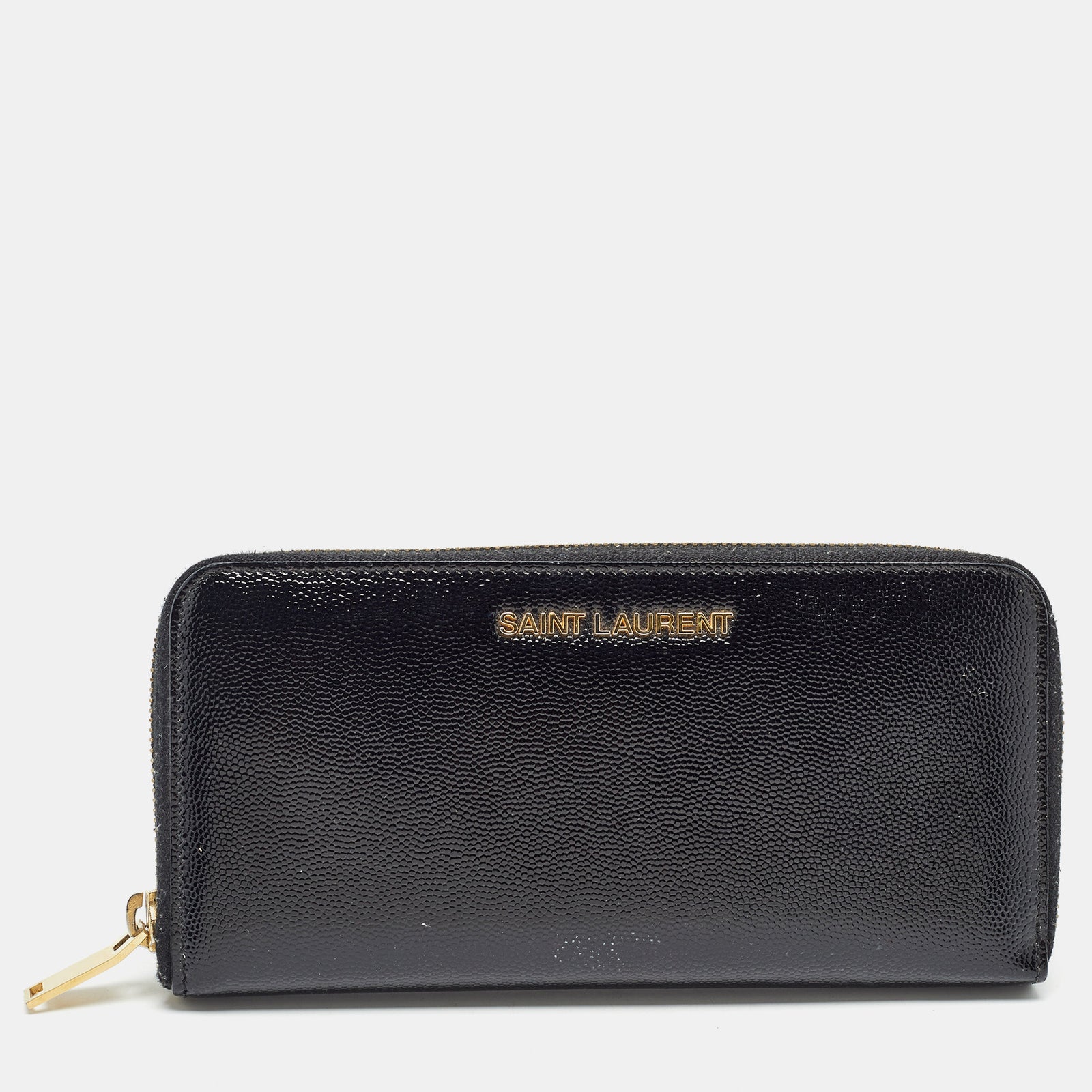 Saint Laurent Paris Saint Laurent Black Patent Leather Rive Gauche Zip Continental Wallet