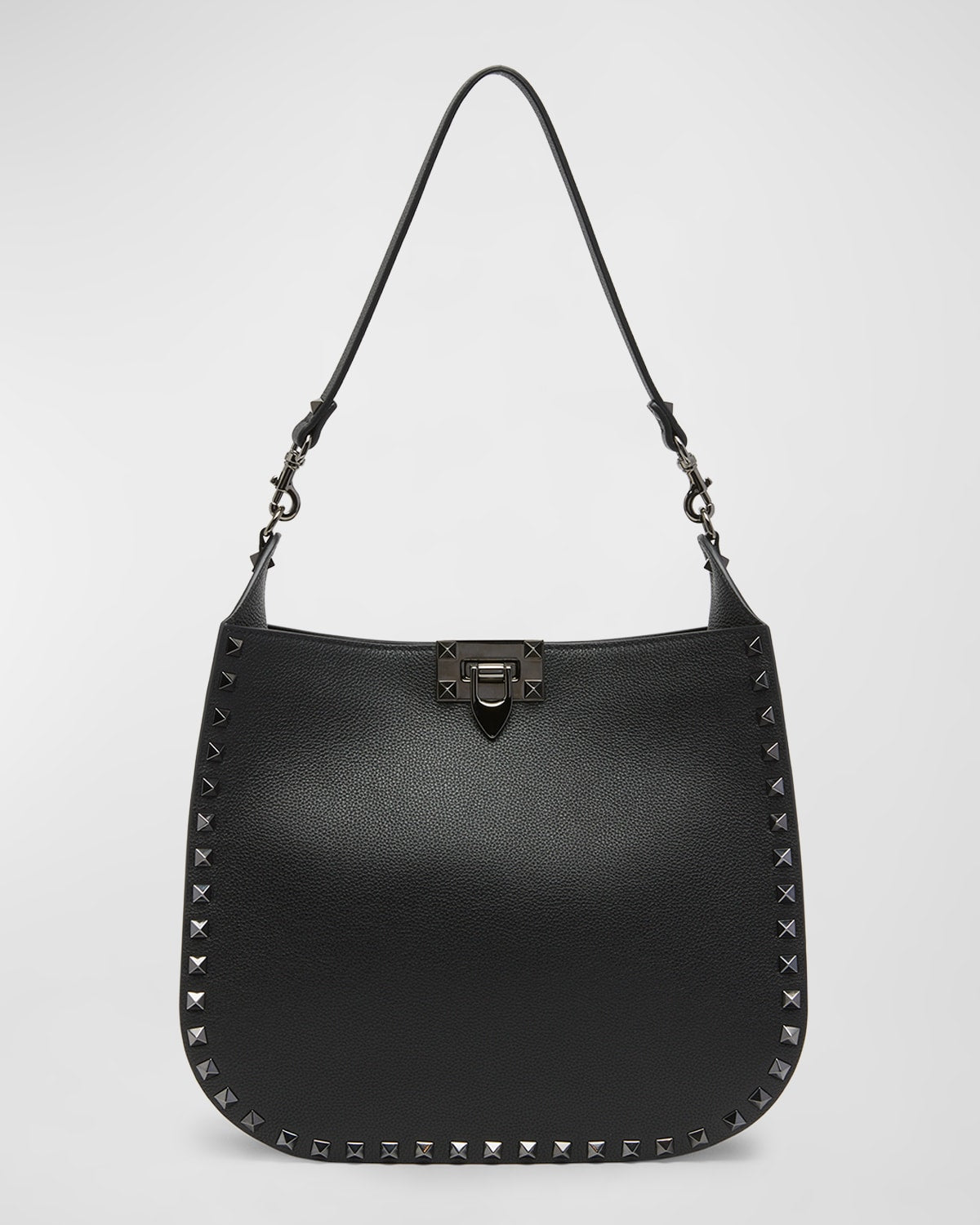 Valentino Small Rockstud Grainy Leather Hobo Bag