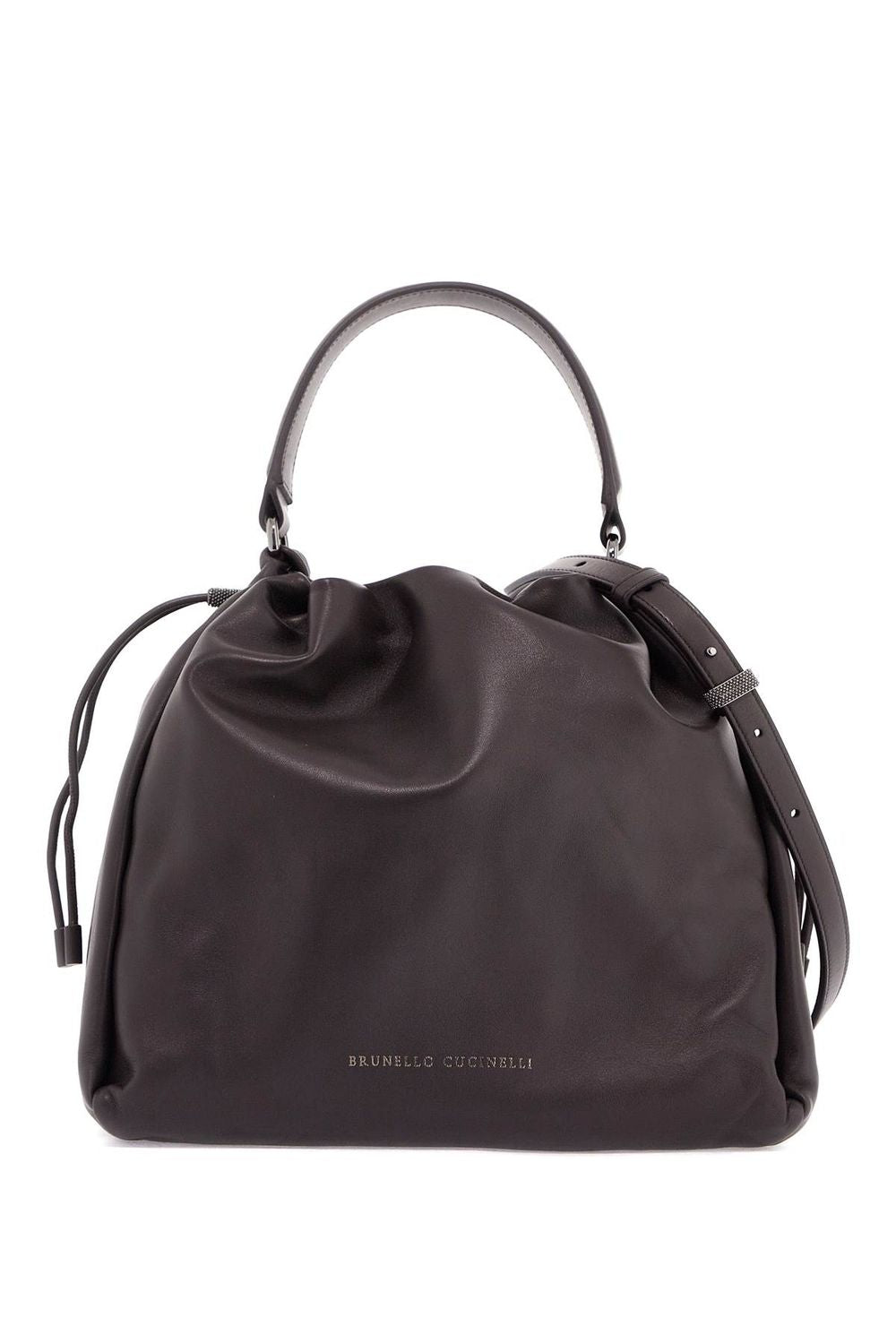Brunello Cucinelli Women's Soft Leather Bucket Bag With Precious Details in Brown | Size UNI | MBGPD3611C8279