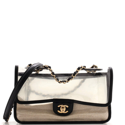 CHANEL Sand By The Sea Flap Bag PVC with Lambskin Medium