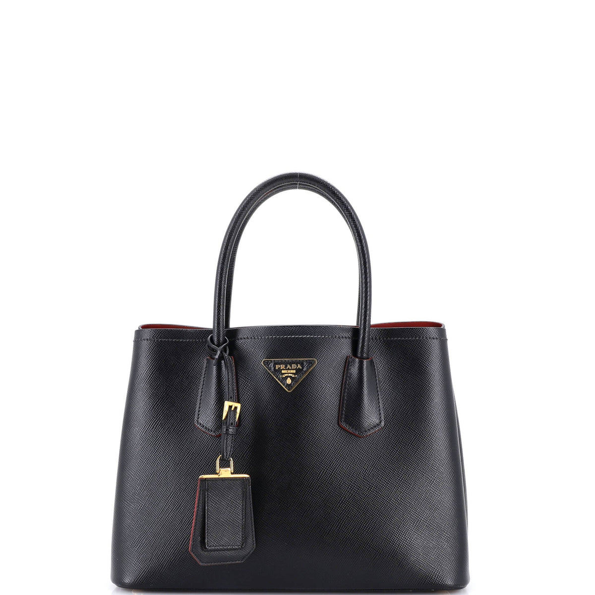 Prada PRADA Cuir Double Tote Saffiano Leather Small