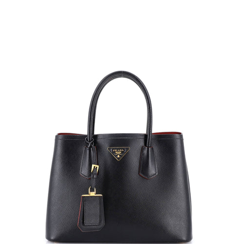 PRADA Cuir Double Tote Saffiano Leather Small