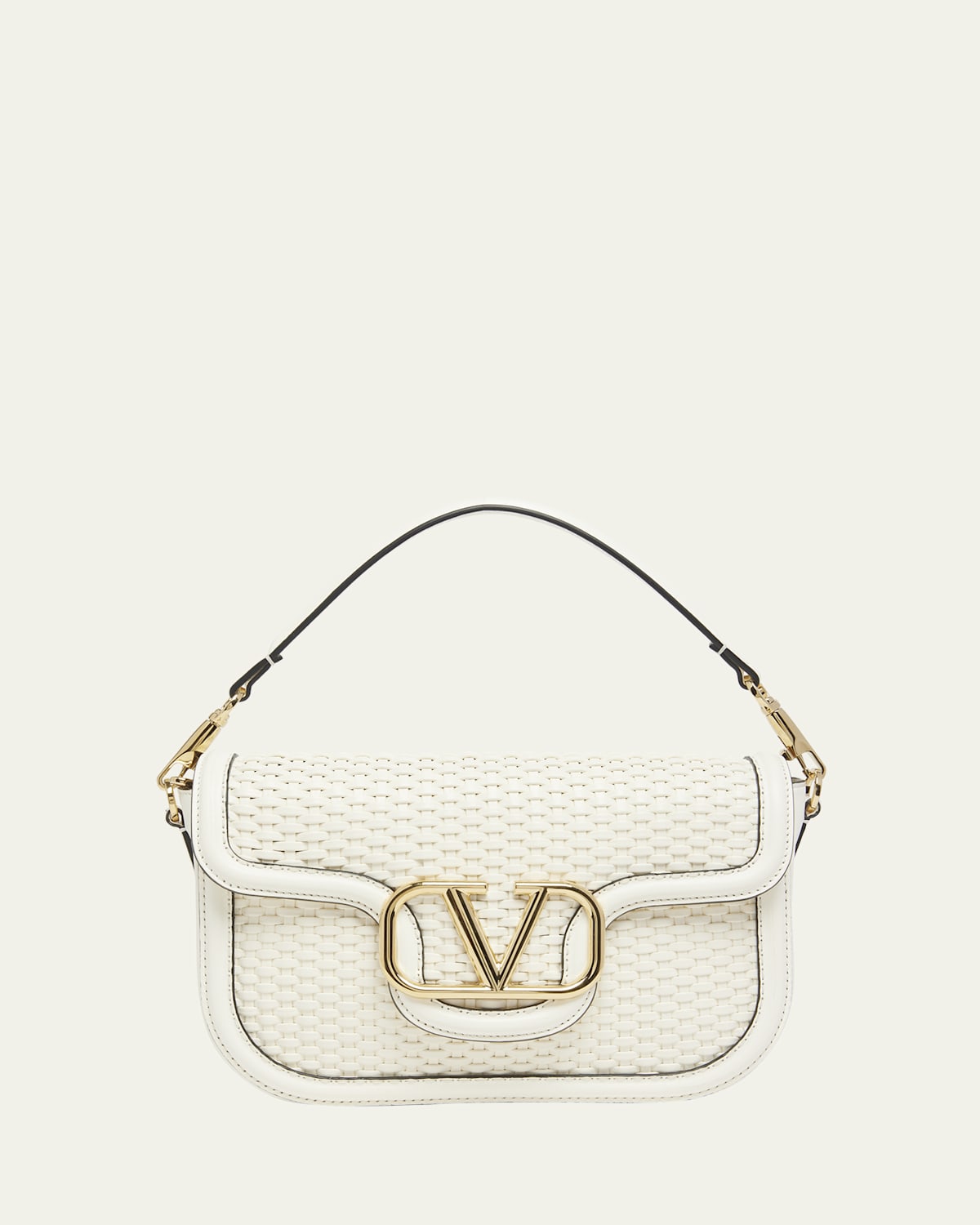 Valentino Alltime VLOGO Woven Leather Shoulder Bag