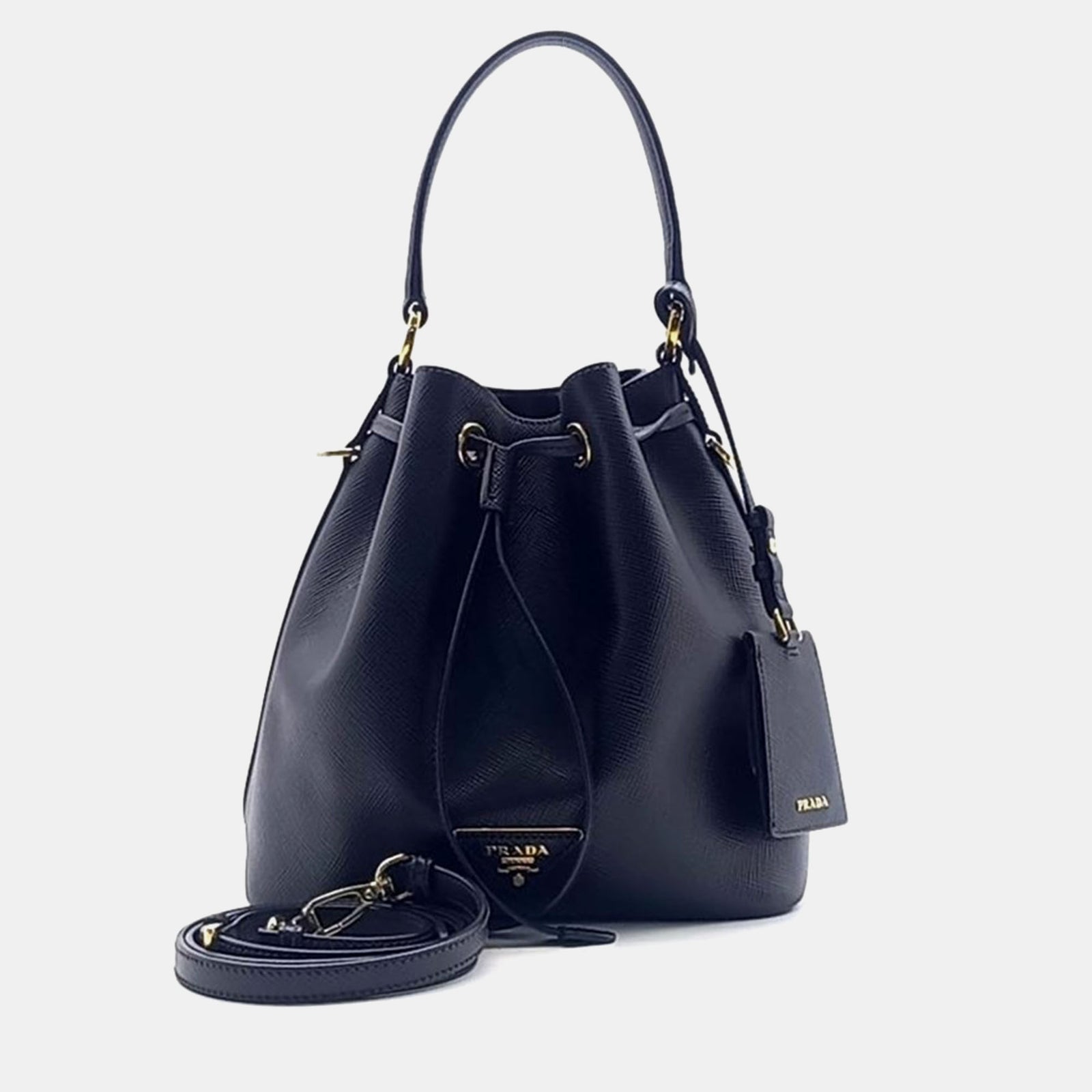 Prada Black Saffiano Leather Bucket Bag