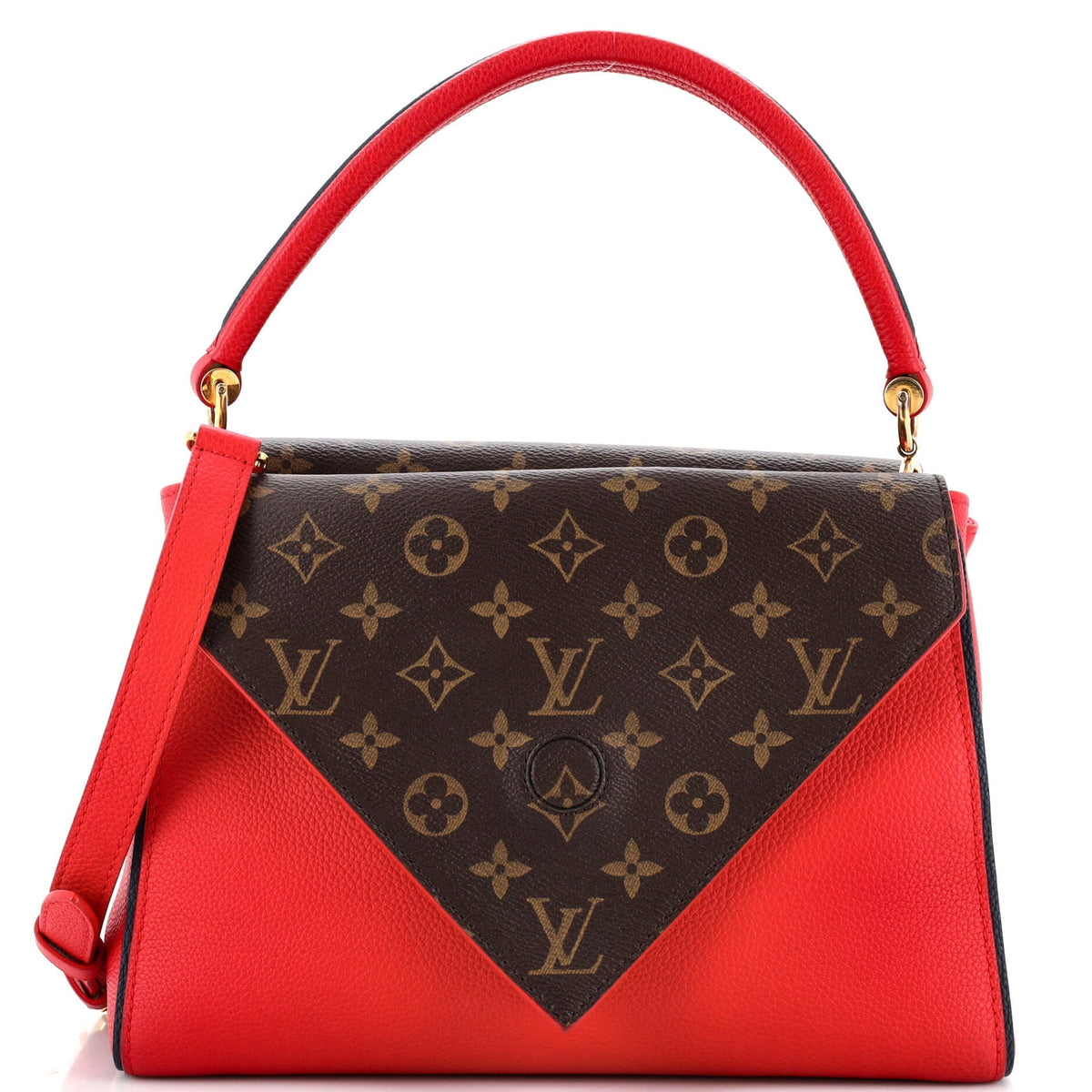 Louis Vuitton Double V Handbag Calfskin with Monogram Canvas