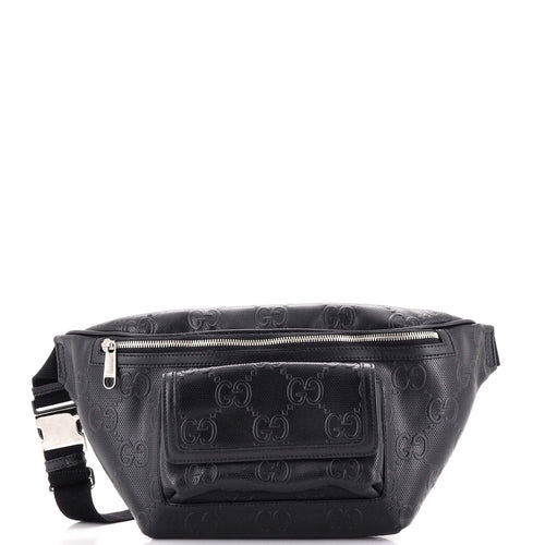 GUCCI Front Pocket Belt Bag GG Embossed Perforated Leather