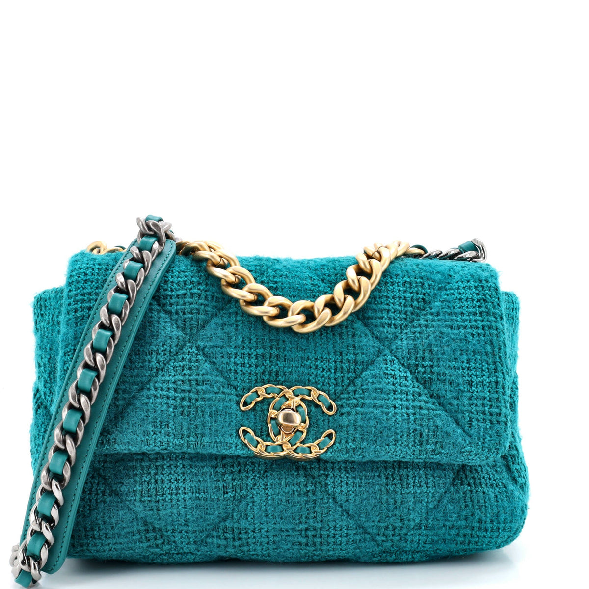 Chanel CHANEL 19 Flap Bag Quilted Tweed Medium