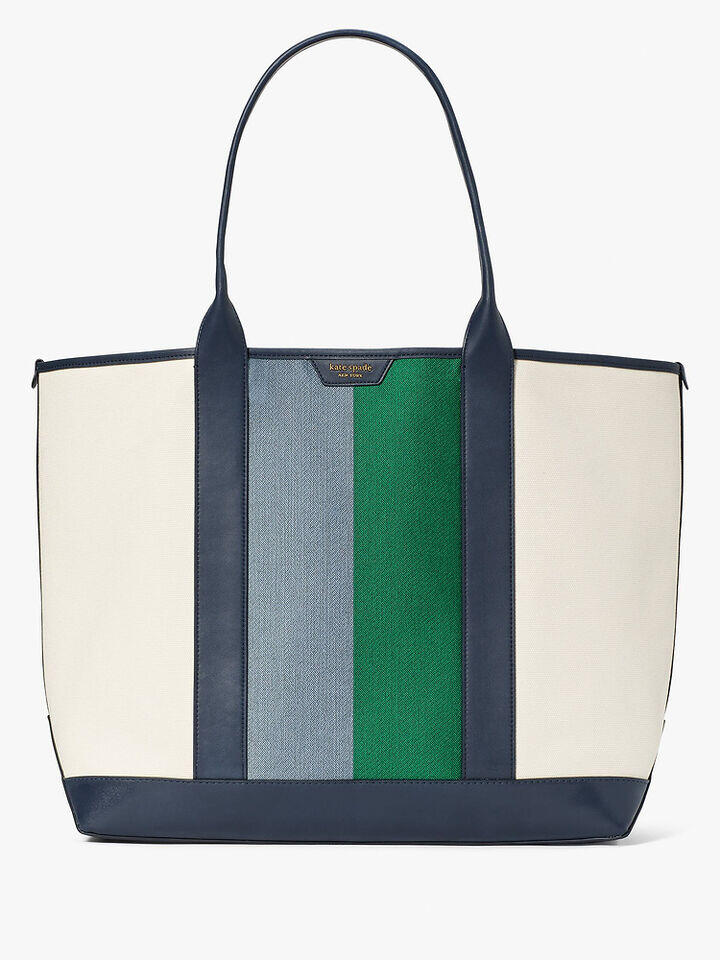 Kate Spade Au Racing Stripe Canvas Large Tote