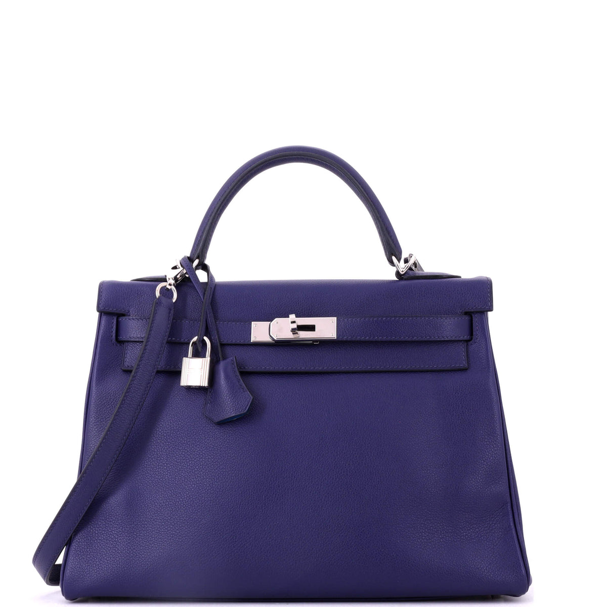 Herm?s Kelly Handbag Verso Evercolor with Palladium Hardware 32