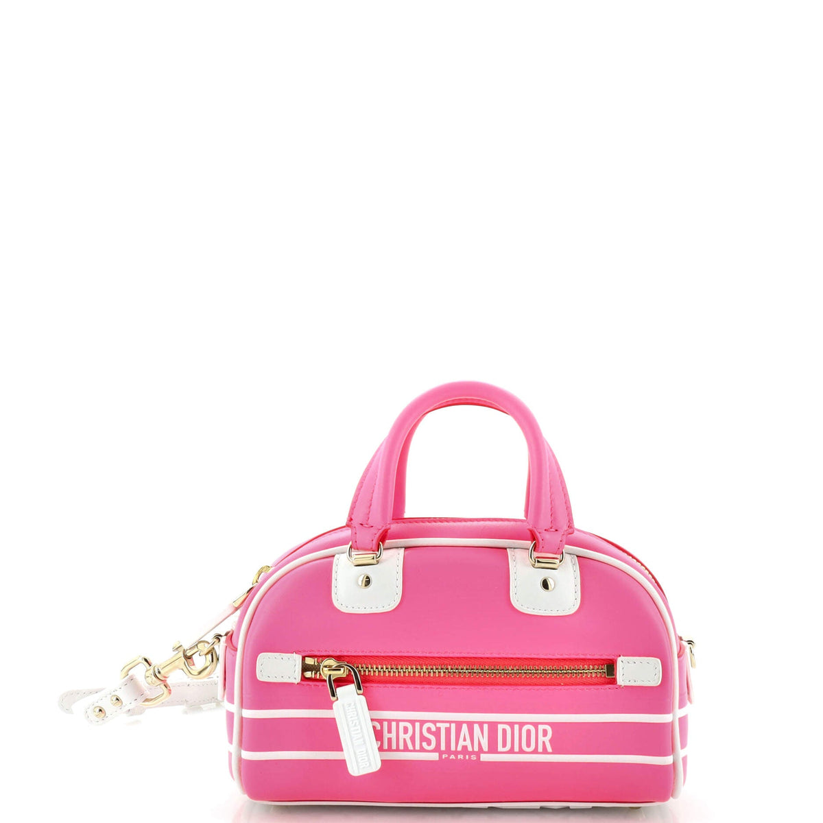 Christian Dior Vibe Zip Bowling Bag Leather Micro