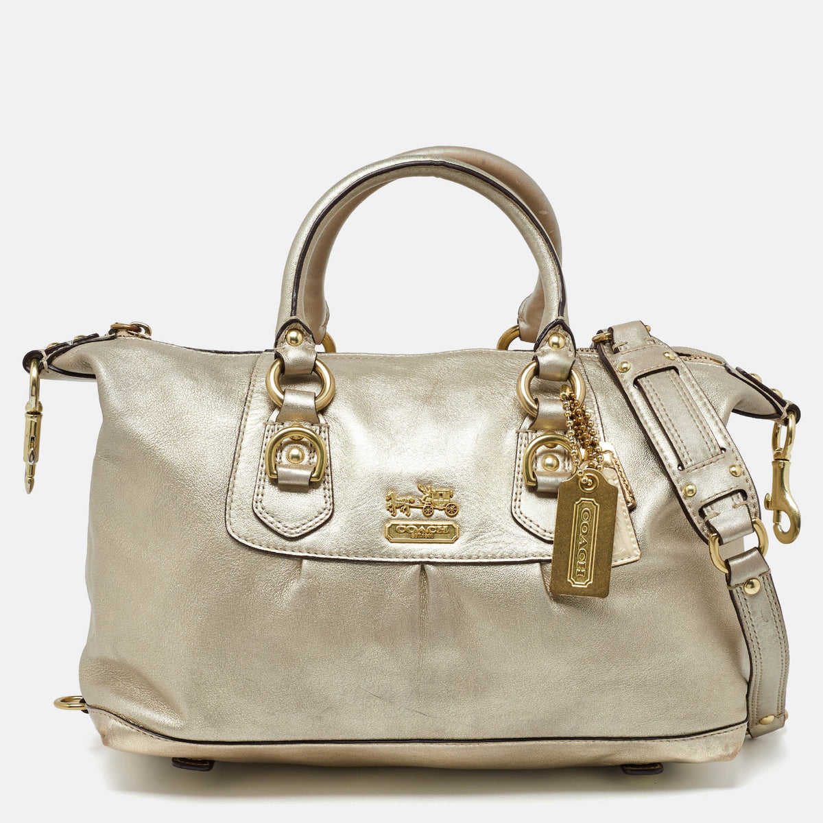 Coach Gold Metallic Leather Madison Sabrina Satchel