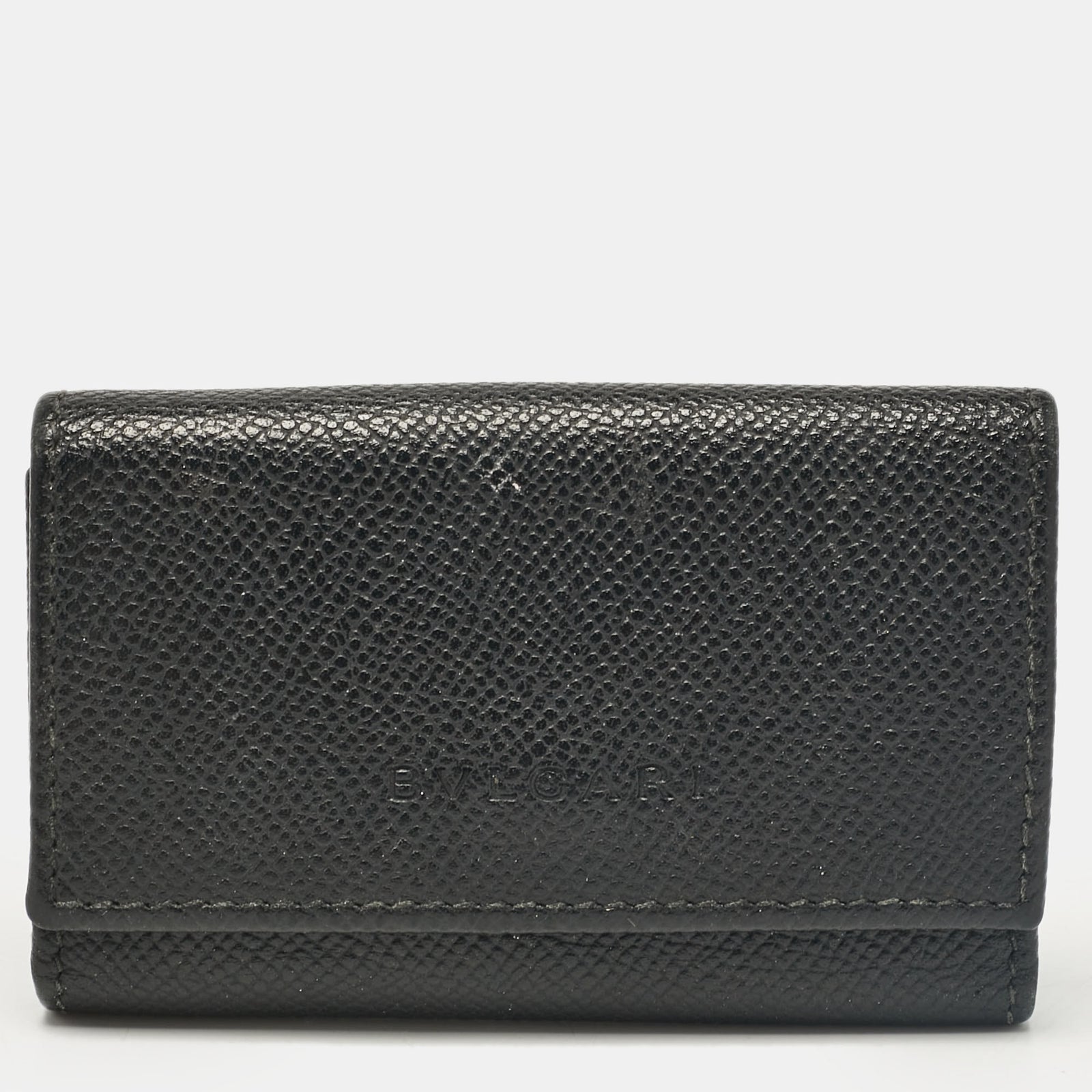 Bvlgari Black Leather Flap Key Holder