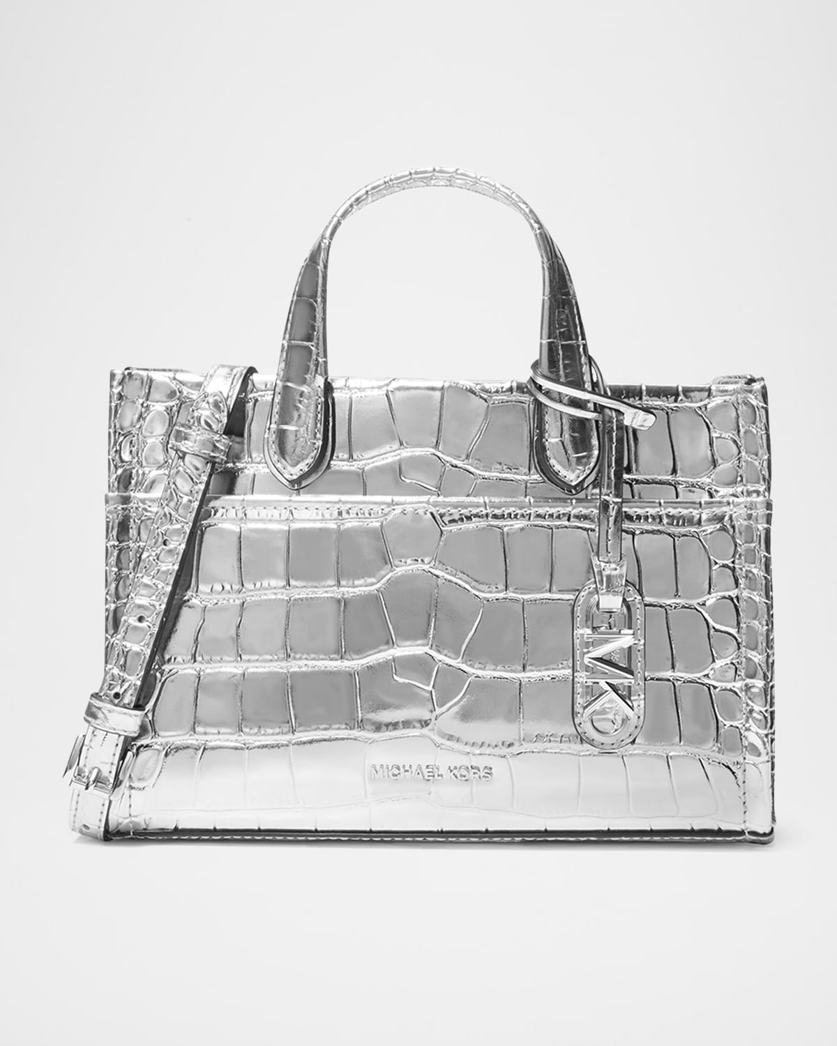 Boss Gigi Metallic Croc-Embossed Leather Crossbody Bag