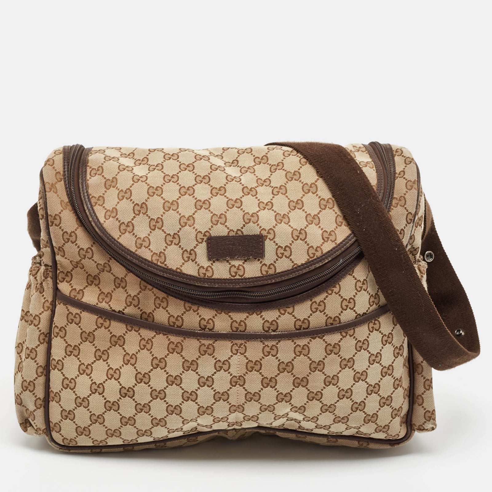 Gucci Wickeltasche aus GG Canvas Original in Beige/Ebenholz