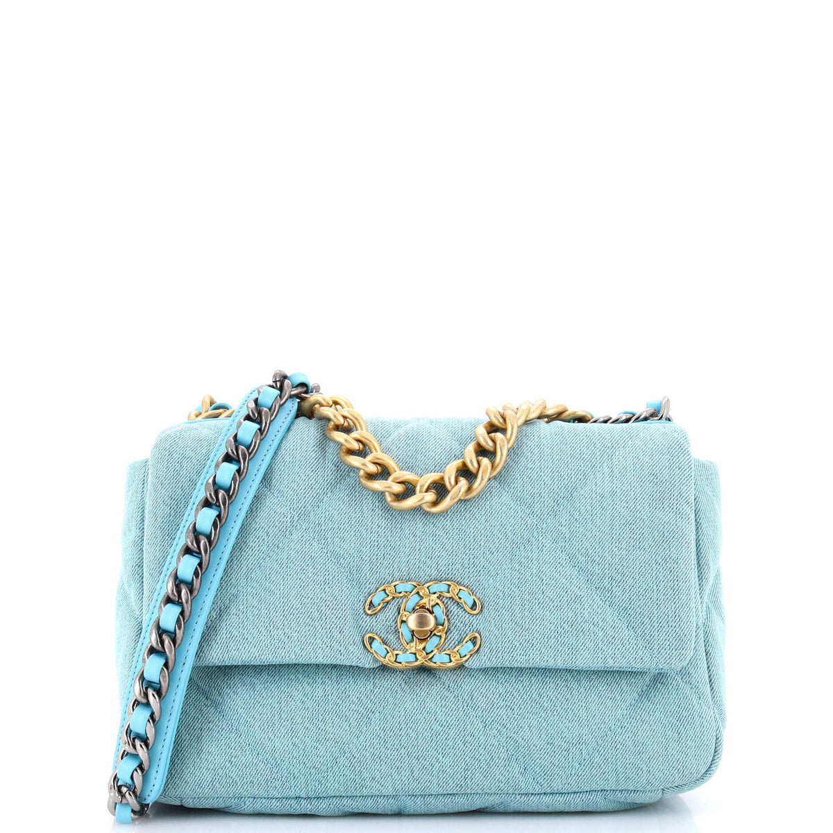 Chanel CHANEL 19 Flap Bag Quilted Denim Medium
