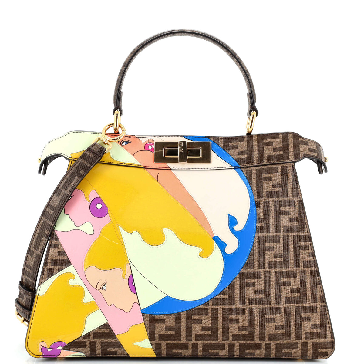 Fendi FENDI Antonio Lopez Peekaboo ISeeU Bag Zucca Coated Canvas with Printed Leather Inlay Medium