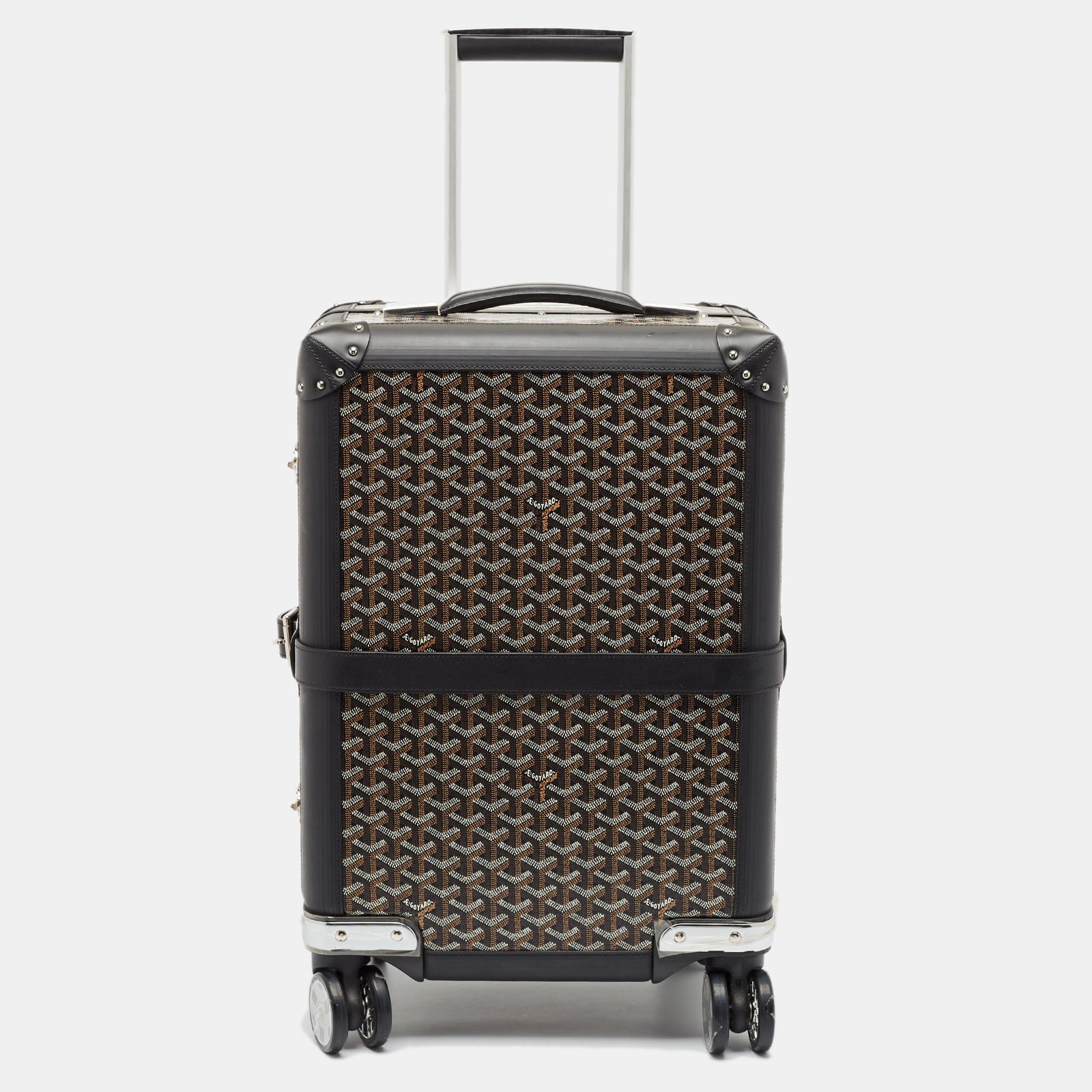 Goyard Schwarzer Bourget PM Trolley aus Goyardine-Canvas und Leder