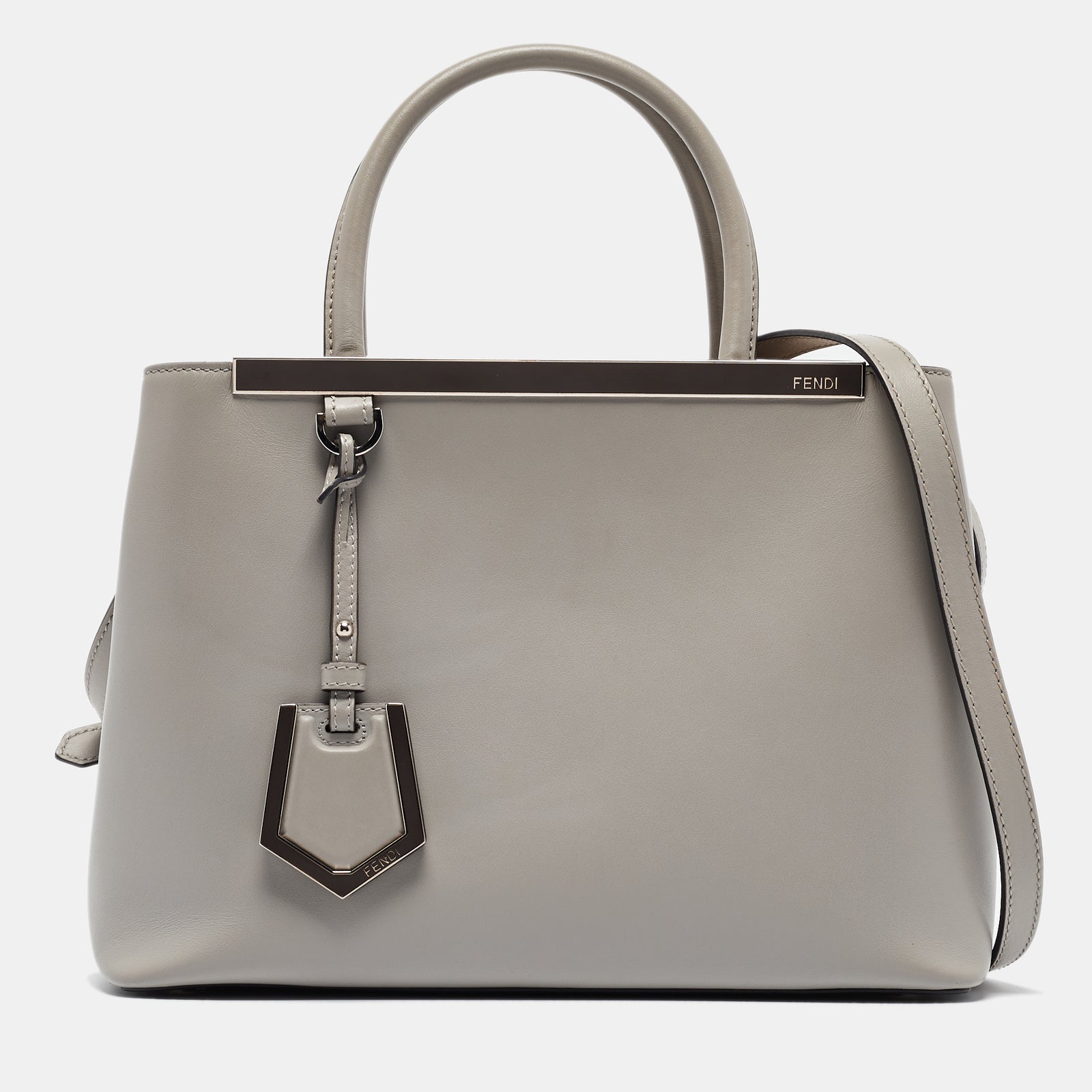 Fendi Grey Leather Small 2Jours Tote