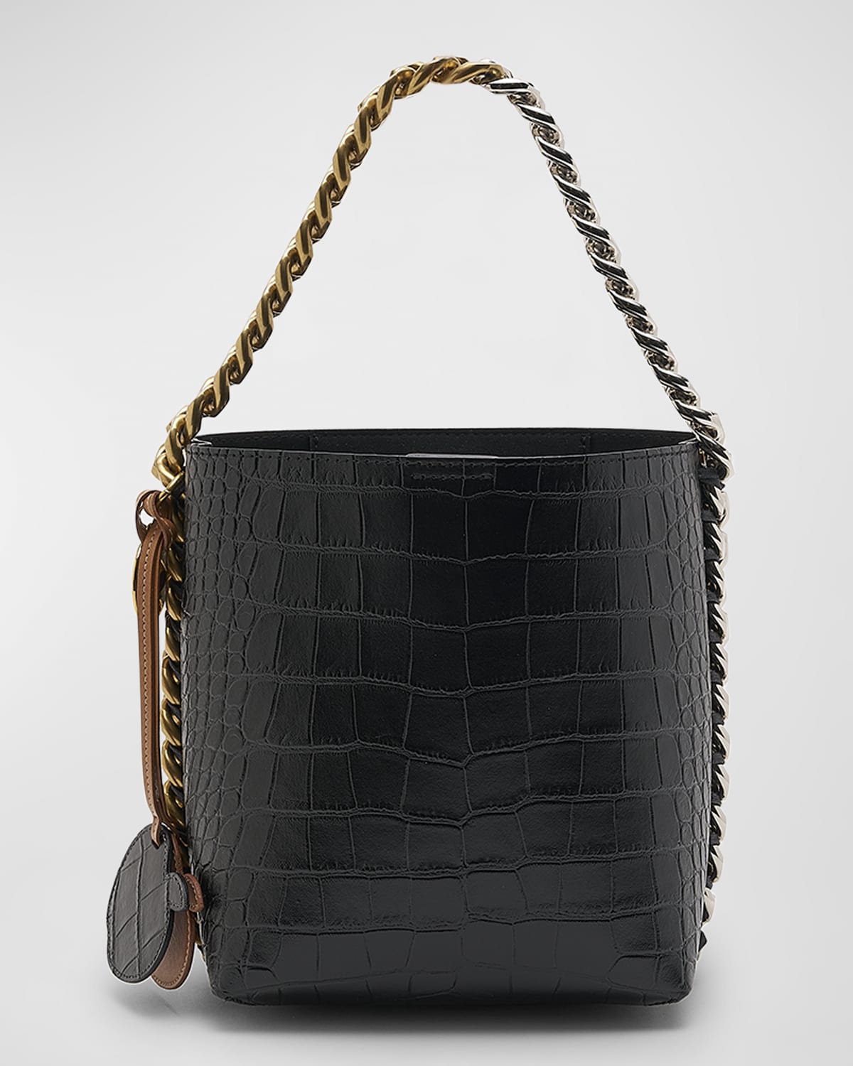 Stella McCartney Frayme Moc-Croc Recycled Bucket Bag