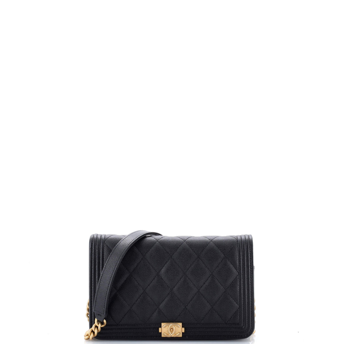 Chanel CHANEL Boy Wallet on Chain Quilted Caviar