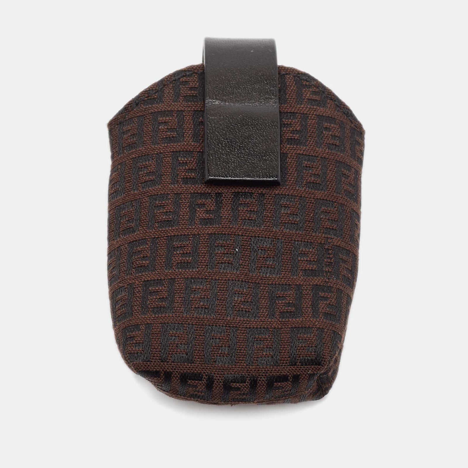 Fendi Brown Zucchino Canvas and Leather Phone Case