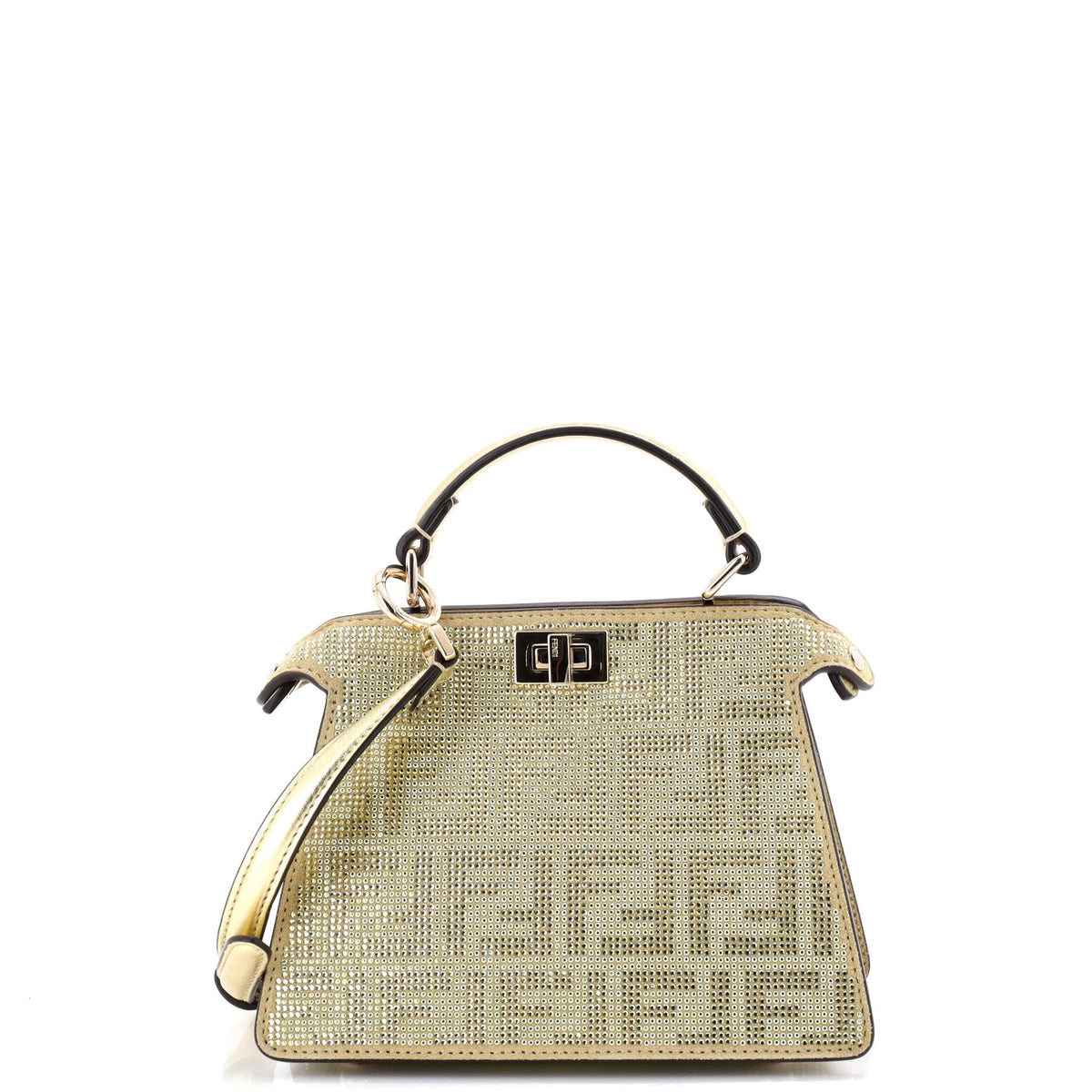 Fendi FENDI Peekaboo ISeeU Bag Zucca Crystal Embellished Suede Petite