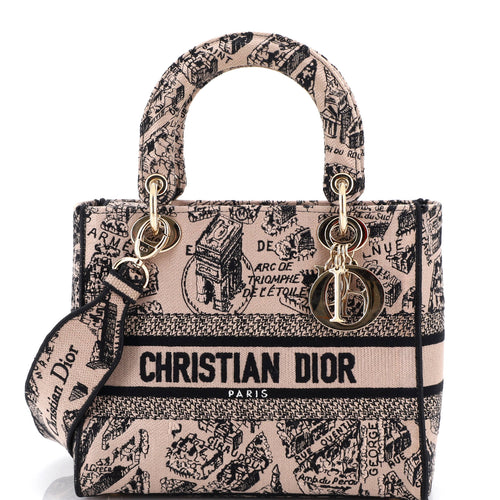 Lady D-Lite Bag Embroidered Canvas Medium