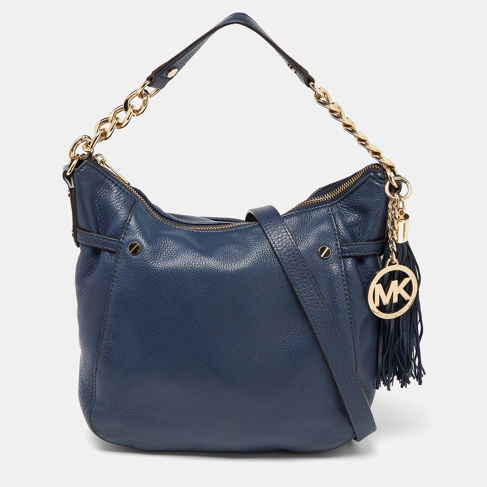 Michael Kors Dark Blue Leather Tassel Hobo