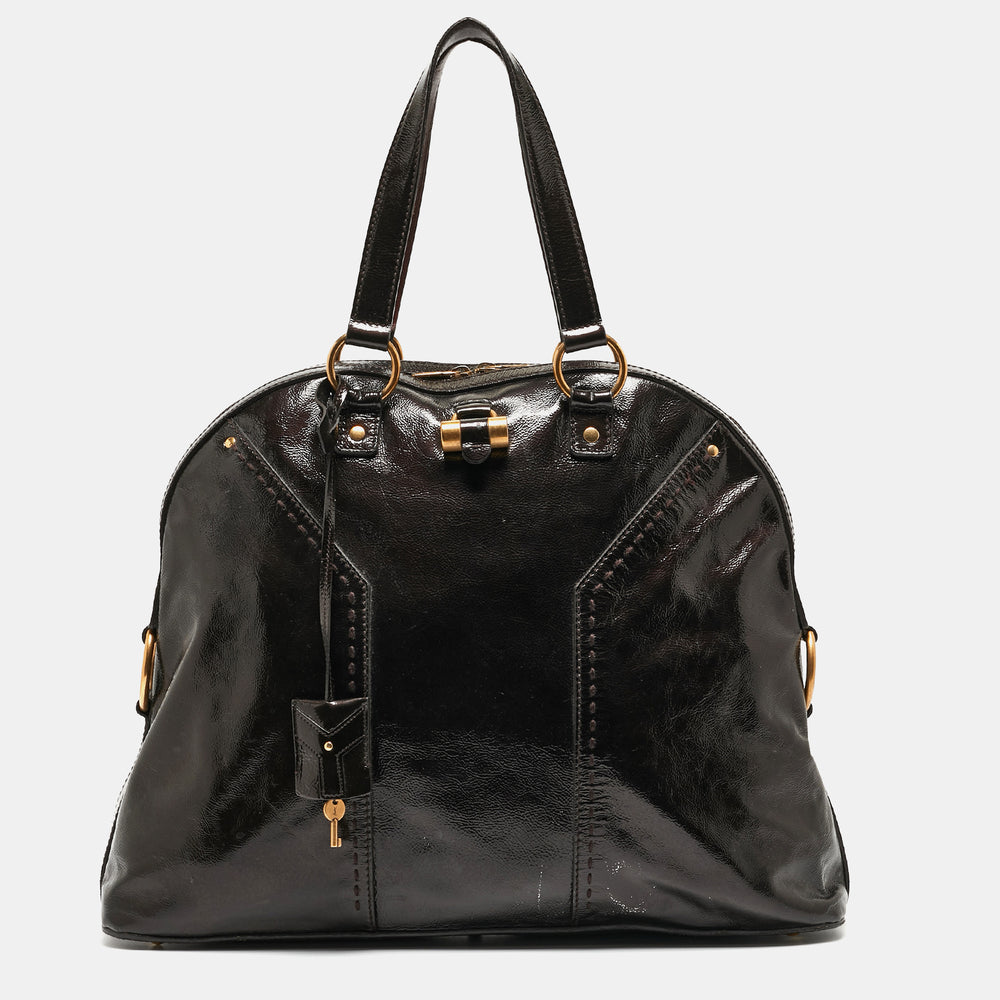 Choco Brown Patent Leather Oversized Muse Bag