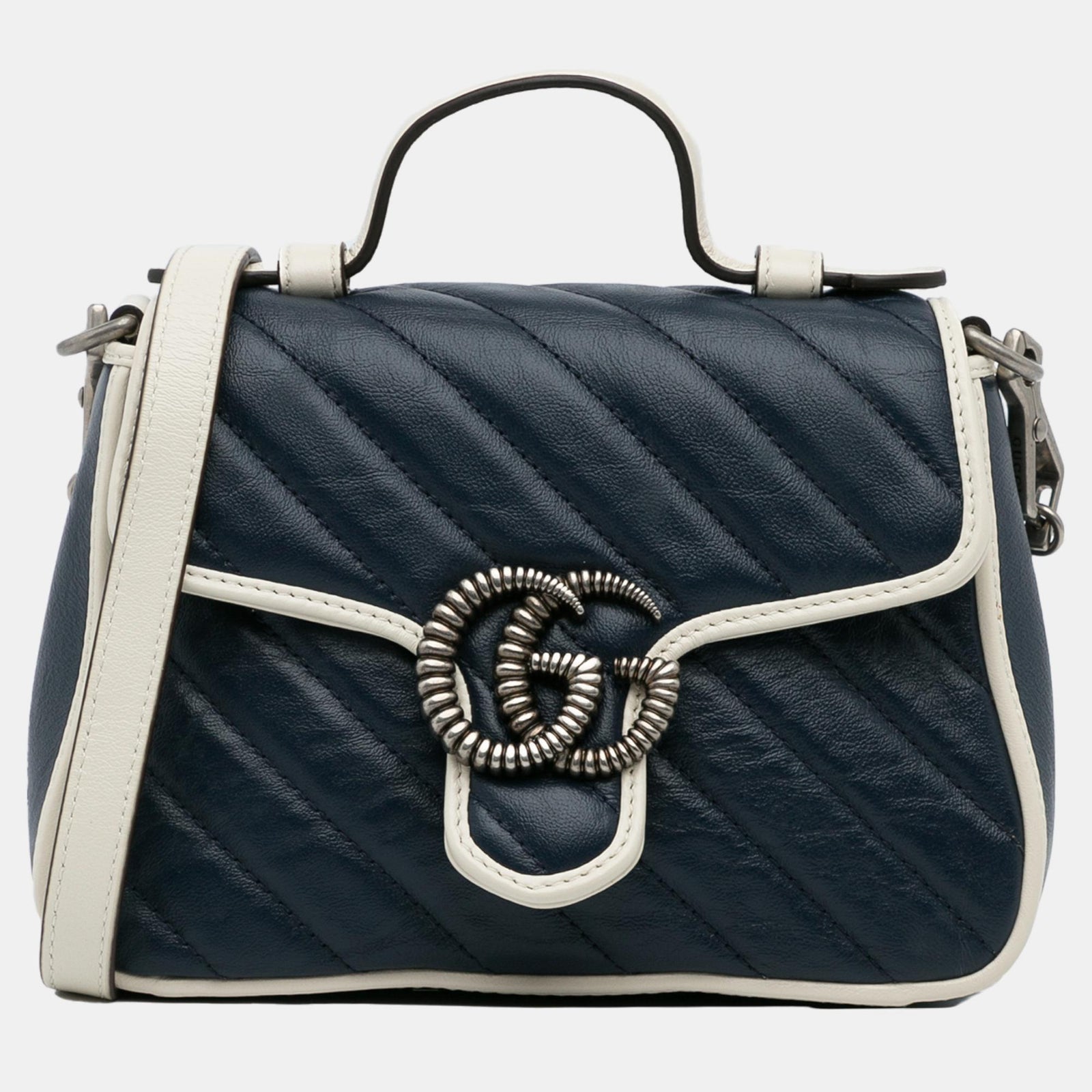 Gucci Marineblaue GG Marmont Torchon Umhängetasche