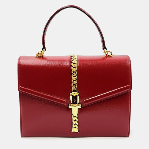 Red Leather Sylvie 1969 Top Handle Bag