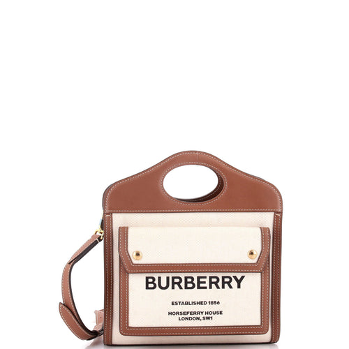 Logo Pocket Tote Canvas with Leather Mini