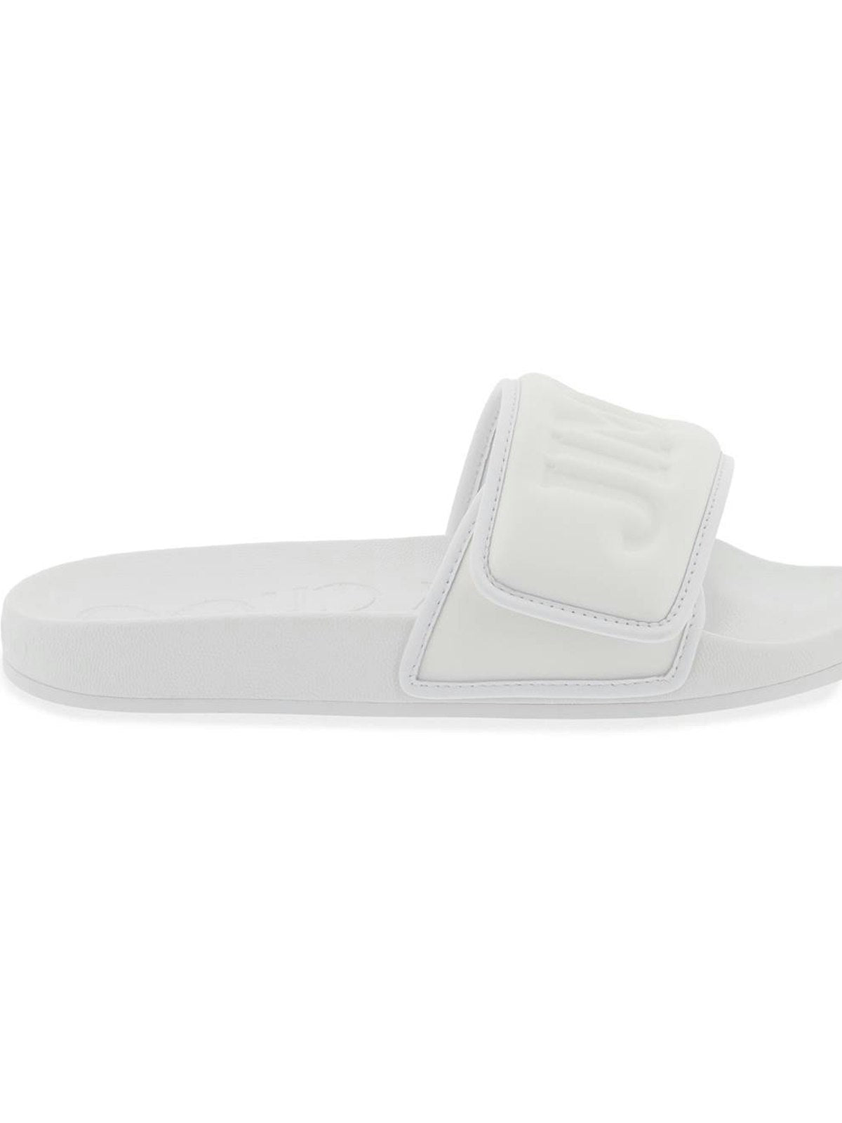 Jimmy Choo Men's Slides Fitz Con Fascia Logata In Lycra in White | Size 37 | FITZFPFP