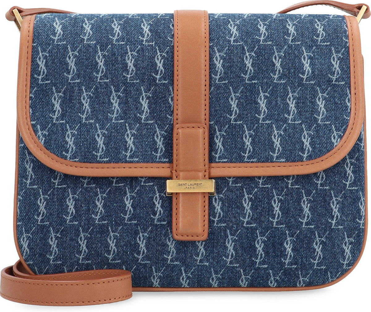 Saint Laurent Women's Satchel Fabric Shoulder Bag in Denim | 568604FABQ0 Color 4289