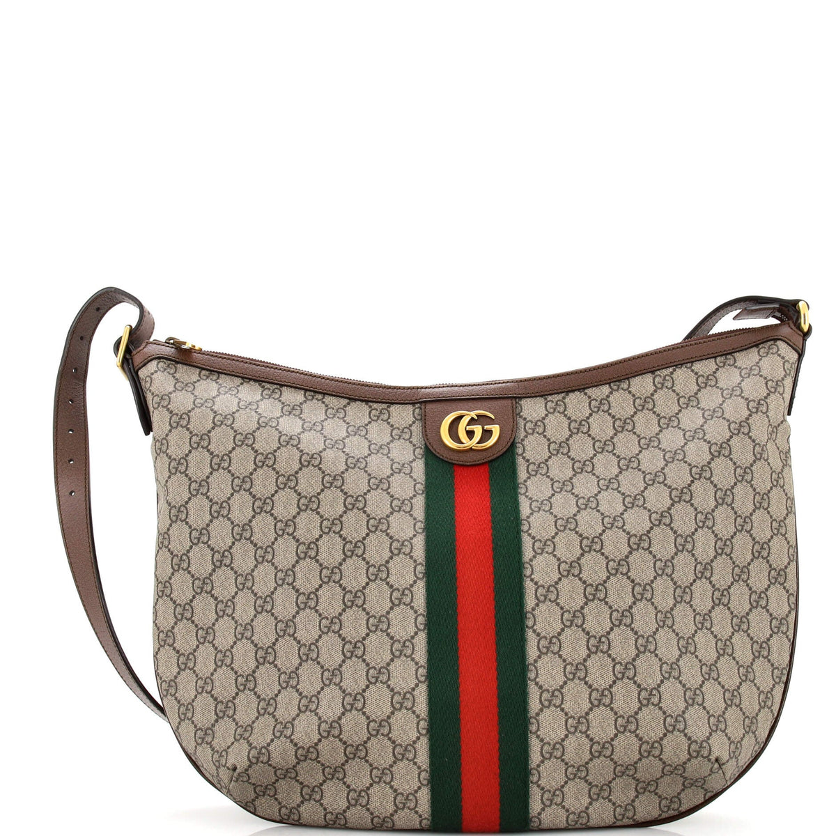 Gucci GUCCI Ophidia Half Moon Hobo GG Coated Canvas Large