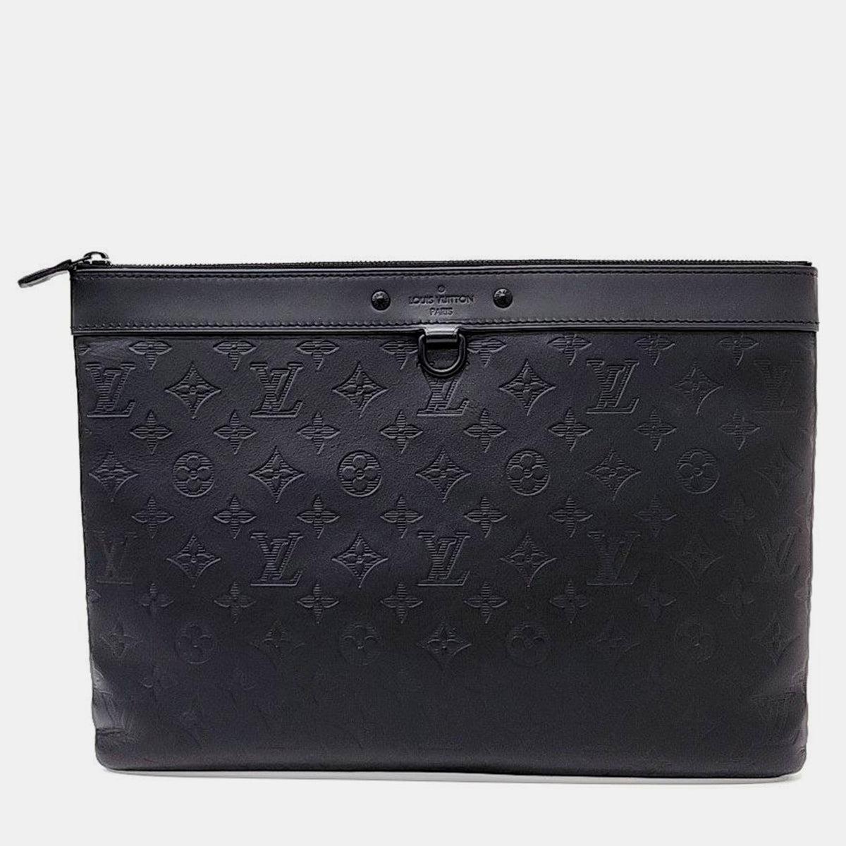 Louis Vuitton Black Calfskin Monogram Shadow Discovery Pochette