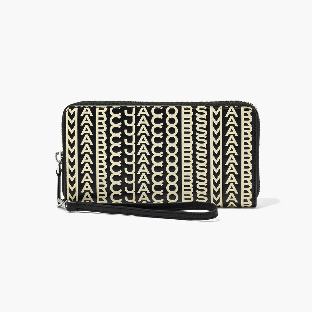 Marc Jacobs The Monogram Leather Continental Wristlet Wallet in Black/White