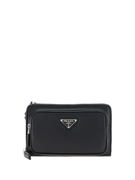 Prada Men's Leather Triangle Logo Belt Bag in Nero | 2VH1562DDJ