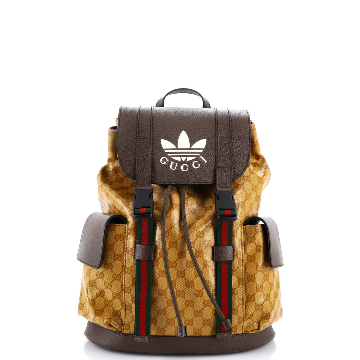 Gucci GUCCI x adidas Double Pocket Buckle Backpack GG Coated Canvas Medium