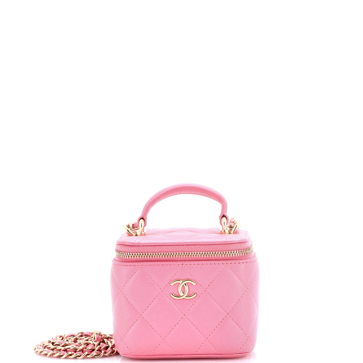 Chanel CHANEL Classic Top Handle Vanity Case with Chain Quilted Lambskin Mini