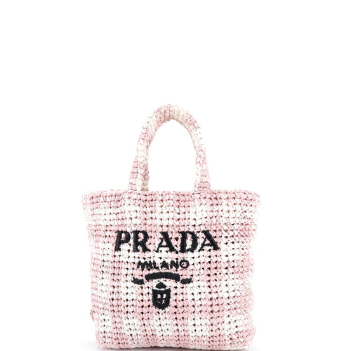 PRADA Logo Tote Raffia Small