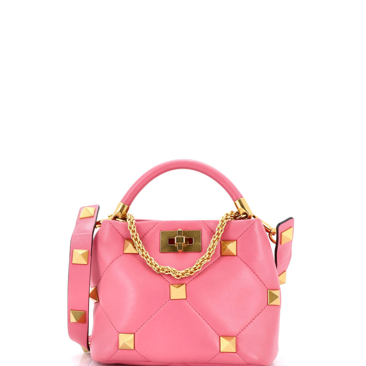 Valentino VALENTINO GARAVANI Roman Stud Top Handle Bag Quilted Leather Small