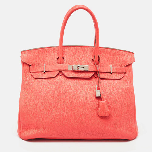Rose Jaipur Togo Leather Palladium Finish Birkin 35 Bag